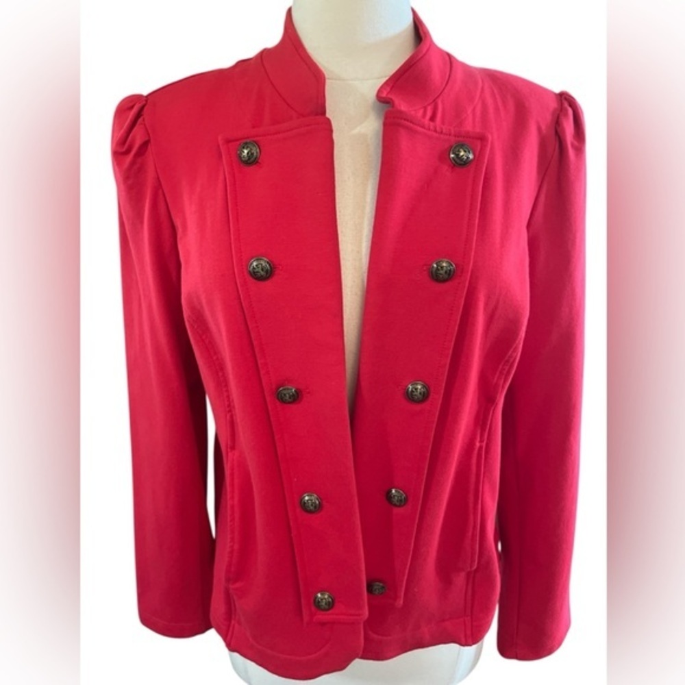 Tommy Hilfiger Red Military Band style Open Blazer w/Stand-Up Collar Size XL